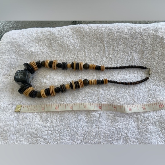 Chunky Statement Agate Necklace Wood Beads jewelry - Picture 9 of 9